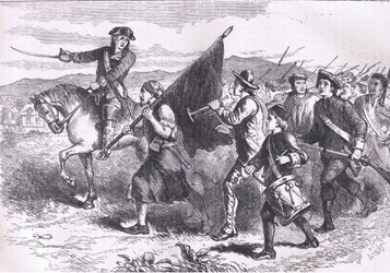 La foule à Springfield avec le drapeau noir, illustration de l
