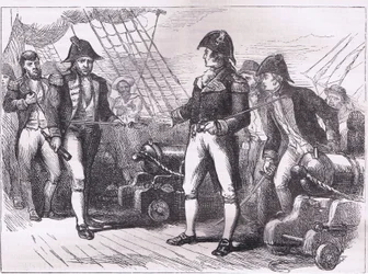 Les officiers du Chesapeake offrant leurs épées (illustration de l
