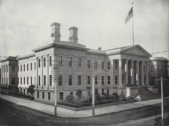 La succursale de la Monnaie des États-Unis à San Francisco (photo n/b)