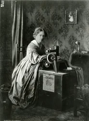 Publicité pour les machines à coudre brevetées Singer, 1899