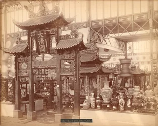 Section chinoise, bâtiment principal, Exposition internationale du centenaire, Philadelphie, 1876