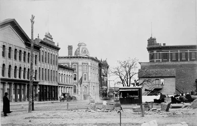 Rues Lamar et Commerce, Dallas, vers 1890