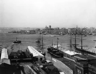 Panorama du port de New York, avant 1900