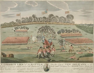 Vue correcte de la bataille près de la ville de la Nouvelle-Orléans, pub. c.1815