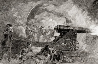 Une casemate pendant le bombardement à la bataille de Fort Sumter, 12 avril