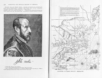 Abraham Ortelius (1527-98) et sa carte du monde de 1569, illustration de 