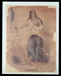Affiche de la guerre civile américaine représentant la Liberté, gravée par Hoffmann, 1870