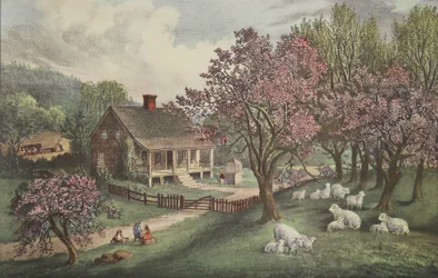 Ferme américaine - Printemps, pub. 1869, Currier & Ives