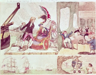 Un vieux philosophe enseignant à son fils fou des projets économiques, vers 1807