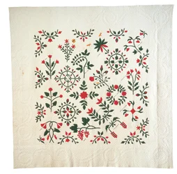 Quilt botanique de jardin appliqué et brodé