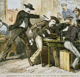 Assassinat de « Wild Bill » (W.B. Hickok) par Jack McCall à Deadwood City, territoire du Dakota, 2 août 1876
