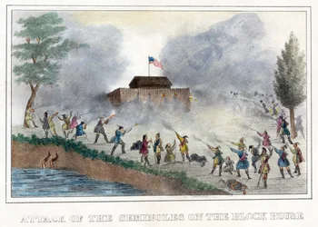 Attaque des Séminoles sur le Block House, pub. 1836