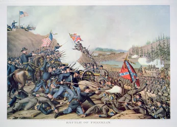 Bataille de Franklin, 30 novembre 1864, gravé par Kurz & Allison