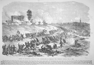 Bataille de Gettysburg - Charge des confédérés sur Cemetery Hill, jeudi soir, 2 juillet
