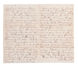 Lettre de rapport de bataille par G. L. Brehct (plume et encre sur papier)
