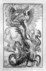 Bellepheron tue la Chimère, tiré de The Wonder-Book for Girls and Boys écrit par Nathaniel Hawthorne, 1852