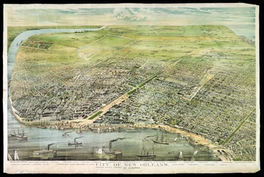 Vue aérienne de la Nouvelle-Orléans et des banlieues, 1873