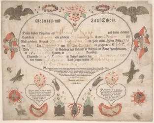 Certificat de naissance et de baptême (Geburts und Taufschein) pour Maria Catharina Raup c.1806