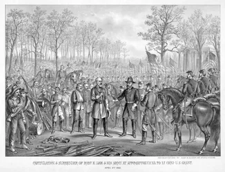 Capitulation et reddition de Robt. E. Lee et son armée à Appomattox Chi., Va. à Lt. Genl. U.S. Grant, 9 avril 1865, pub. 1885