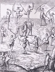 Le capitaine Smith capturé par les Indiens, illustration de l