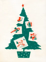 Arbre de Noël Décoré avec des Cartes de Noël
