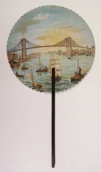 Éventail commémoratif imprimé avec scène du pont de Brooklyn