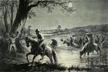 Armée confédérée traversant les gués de la rivière Potomac lors de l