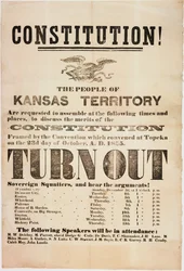 Constitution ! Les habitants du territoire du Kansas sont invités à se rassembler..., imprimé par E. C. K. Garvey & Co., c.23 octobre 1855