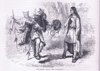 Indiens convertis "Powows" 1695, illustration de l