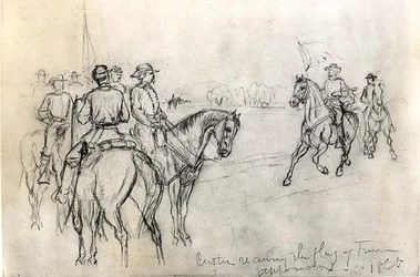 Custer recevant le drapeau de la liberté, Appomattox, 1865