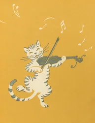 Chat dansant jouant du violon