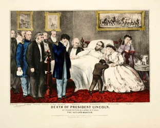 Mort du président Lincoln, à Washington, DC, 15 avril 1865, pub. 1865 lithographie en couleur