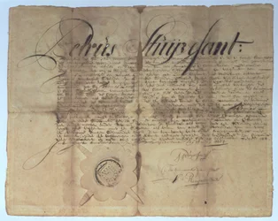Acte signé par Peter Stuyvesant, Directeur Général de la Nouvelle-Néerlande, 15 mai 1664