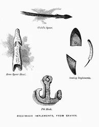 Outils de chasse esquimaux - Elisha Kent Kane, Arctic Explorations in the Years 1853-1855, vol. 1, p. 52, Philadelphie