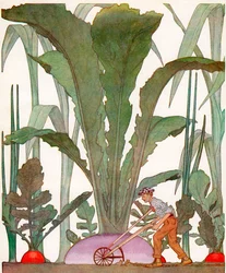 Agriculteur cultivant des légumes géants