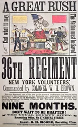 Affiche de recrutement fédéral pour le 36e Régiment, volontaires de New York