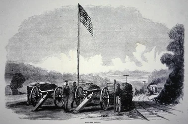 Batterie de sacs de sable fédérale pour protéger le chemin de fer pendant la guerre civile américaine (1861-65)