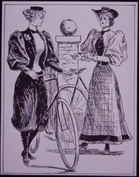 Costume de cyclisme féminin, montrant une fille en culottes, New York, USA