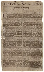 Premier numéro du Boston News-Letter, 1704