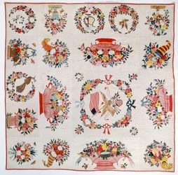 Courtepointe Drapeau et Fleur, vers 1860