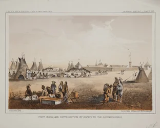 Fort Union et distribution de biens aux Assiniboines
