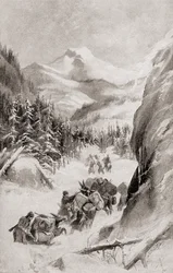 Fremont dans les Montagnes Rocheuses, Amérique du Nord, lors de sa quatrième expédition de 1848, tiré de 