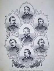 Général William Tecumseh Sherman (1820-91) et certains de ses commandants de l