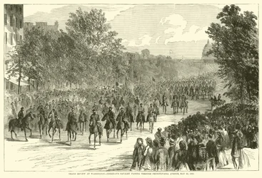 Grande revue à Washington, la cavalerie de Sheridan passant sur Pennsylvania Avenue, 23 mai 1865, mai 1865