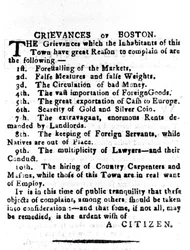 Griefs de Boston, lettre publiée dans le Boston Gazette, 4 avril 1786