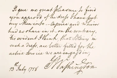 Écriture et signature de George Washington, 1758