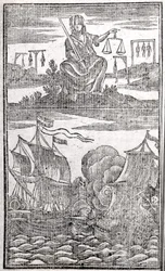 Histoire et vies de tous les pirates les plus notoires et de leurs équipages, frontispice, Londres, 1725