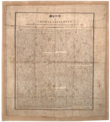 Premier discours inaugural de Jefferson, imprimé par Pechin, Baltimore, 4 mars 1801
