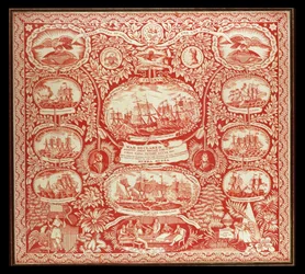 Mouchoir commémorant les victoires de la guerre de 1812, c.1815