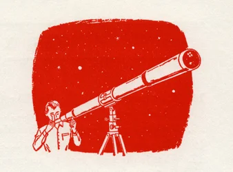 Homme avec télescope regardant les étoiles